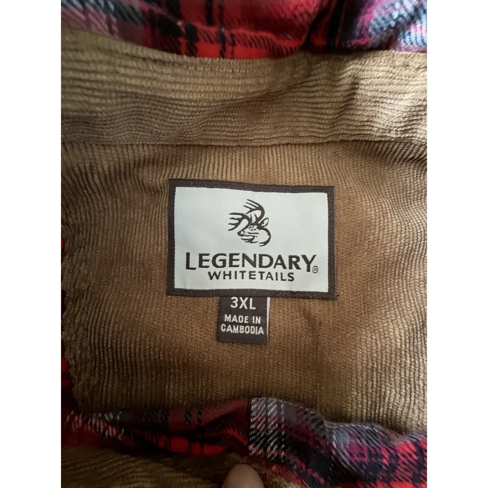 New Legendary Whitetails Buck Camp Flannel Shirt Red Black Plaid 3XL NWT JBHS